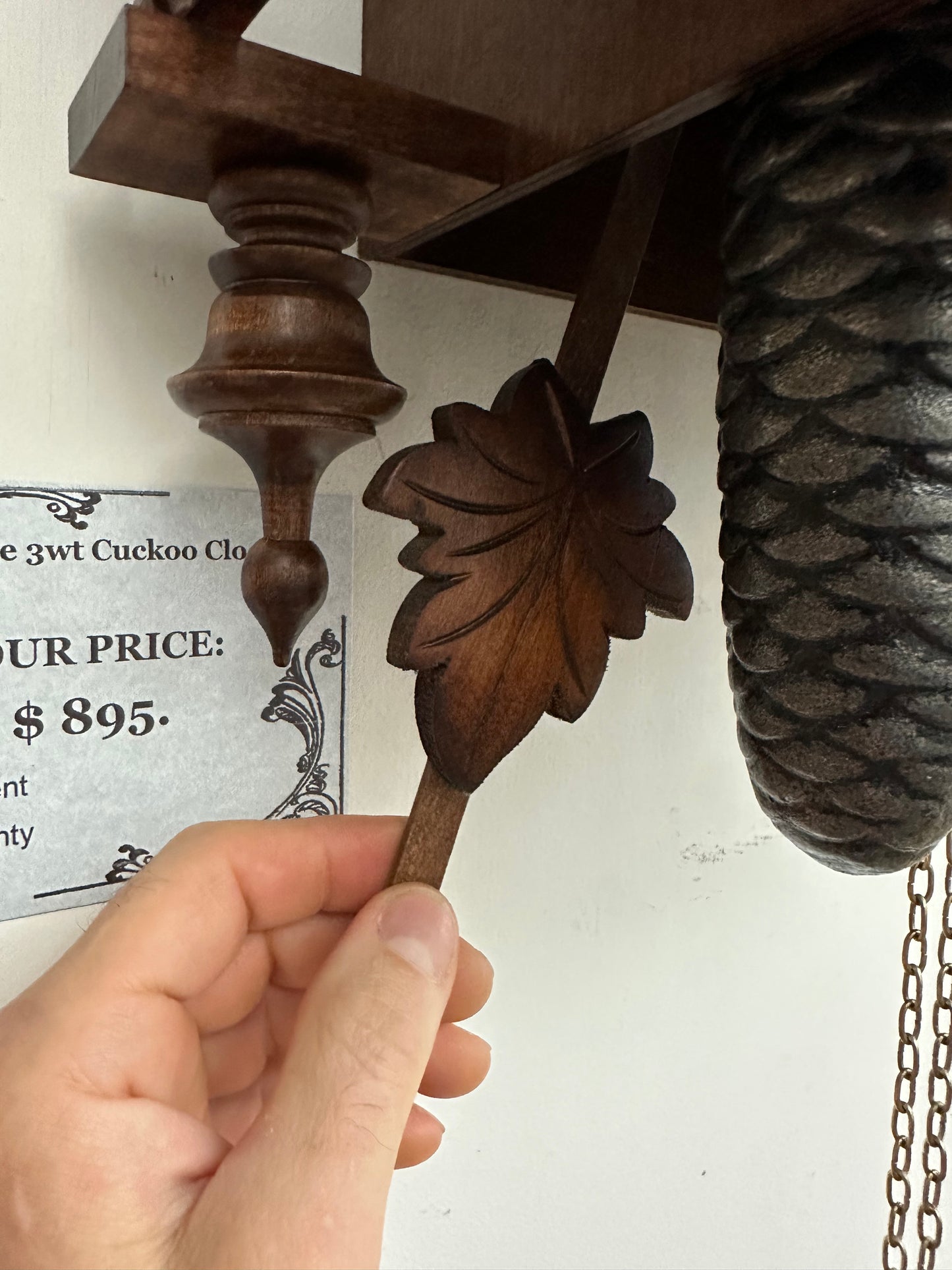 Vintage Cuckoo Clock - Large 8 Day Musical Schneider Chalet Bird and Leaf