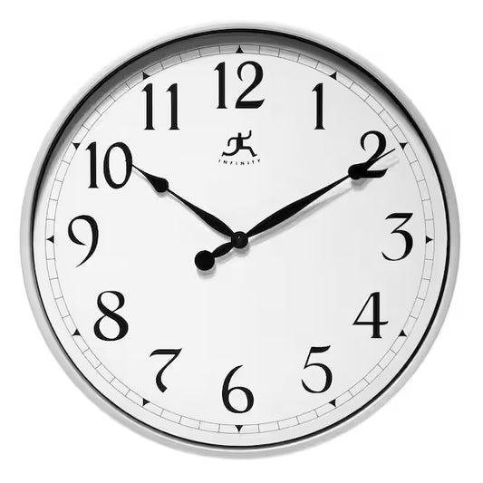 Infinity Instruments - Retro Round Silver Indoor Wall Clock