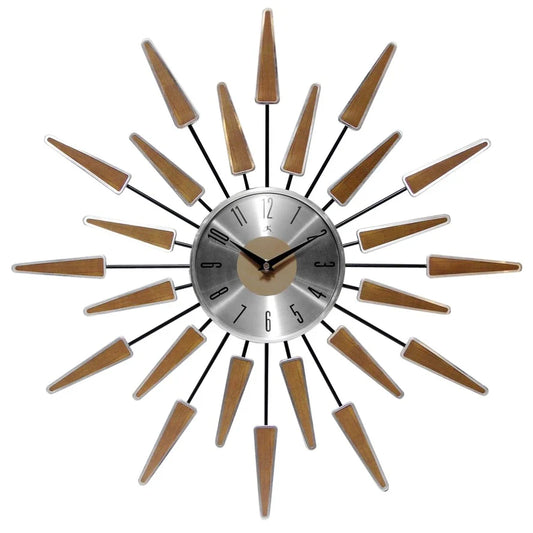 Infinity Instruments - Midcentury/Modern Starburst Walnut Wall Clock