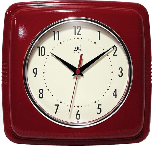 Infinity Instruments - Retro Square Red Indoor Wall Clock