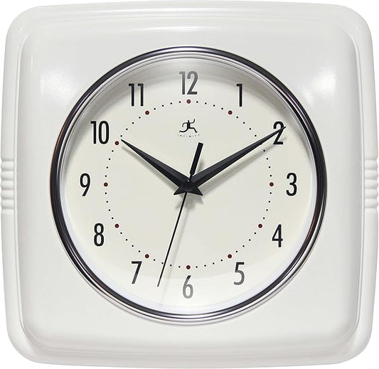 Infinity Instruments - Retro Square White Indoor Wall Clock