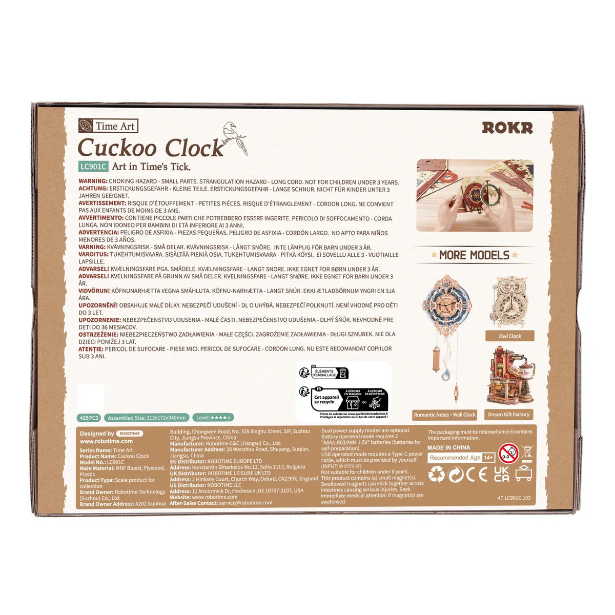 ROKR Cuckoo Clock DIY 3D Puzzle Kit