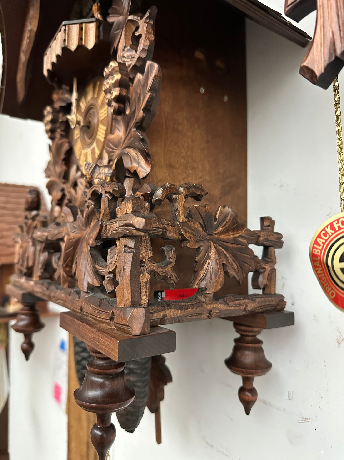 Vintage Cuckoo Clock - Large 8 Day Musical Schneider Chalet Bird and Leaf