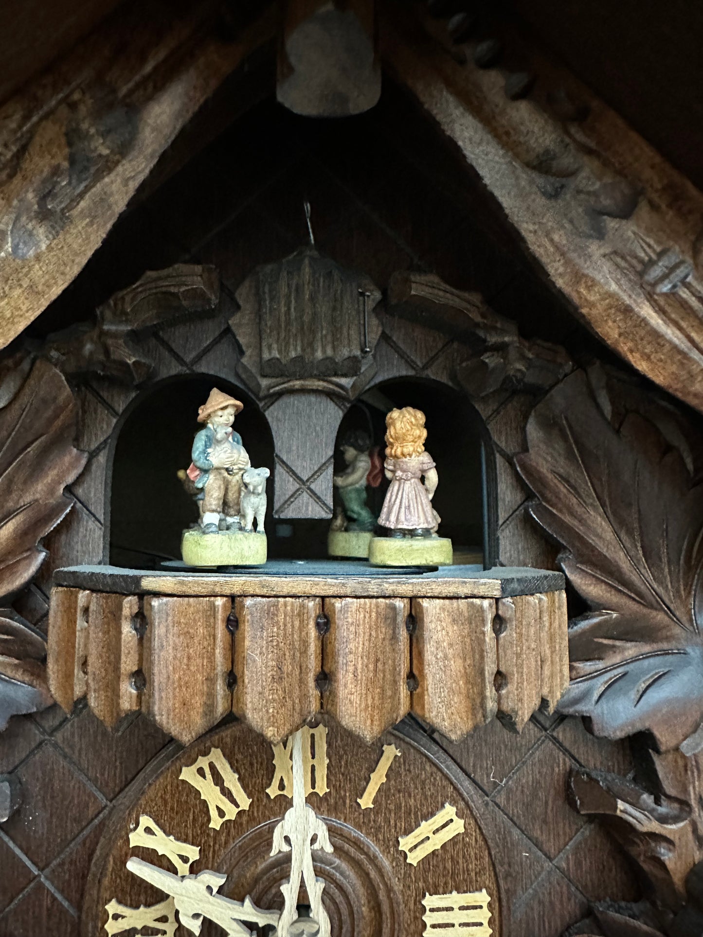 Vintage Cuckoo Clock - Large 8 Day Musical Schneider Chalet Bird and Leaf