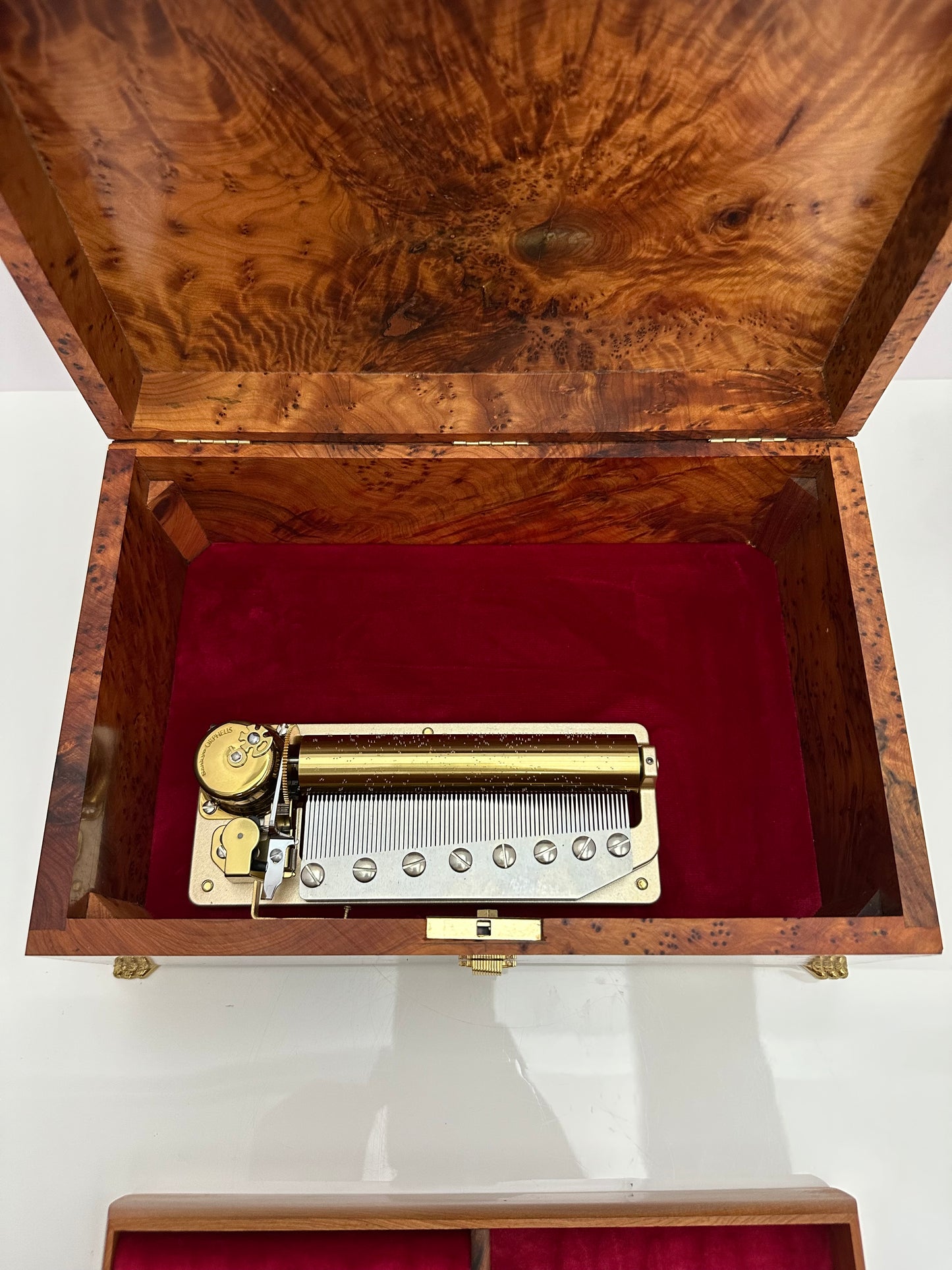 Custom Large Burl Wood 72 Note Music Box