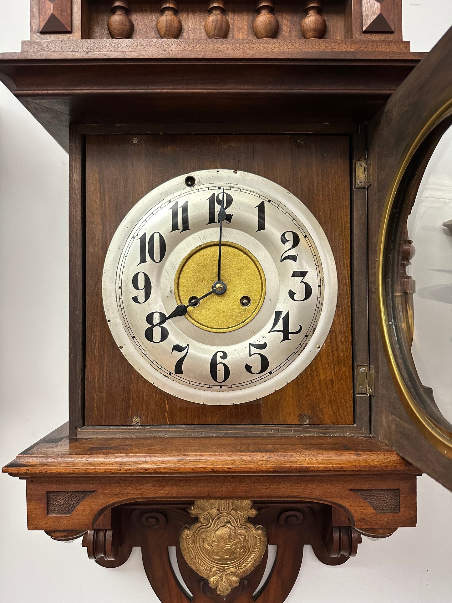 Antique - German Exposed Wall Clock Junghans