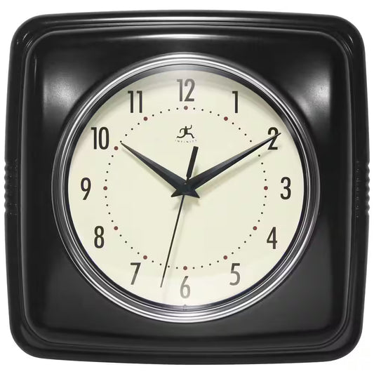 Infinity Instruments - Retro Square Black Indoor Wall Clock