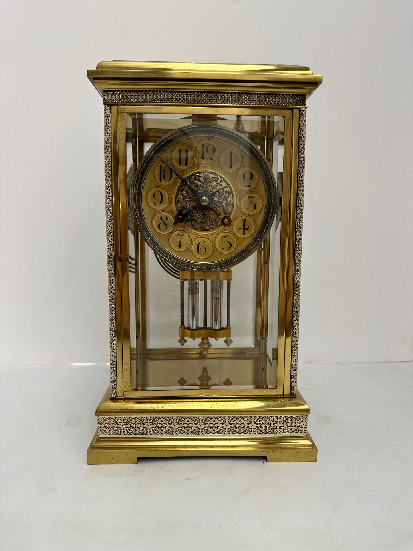 Antique - Japy Freres French Brass and Glass Mantel clock