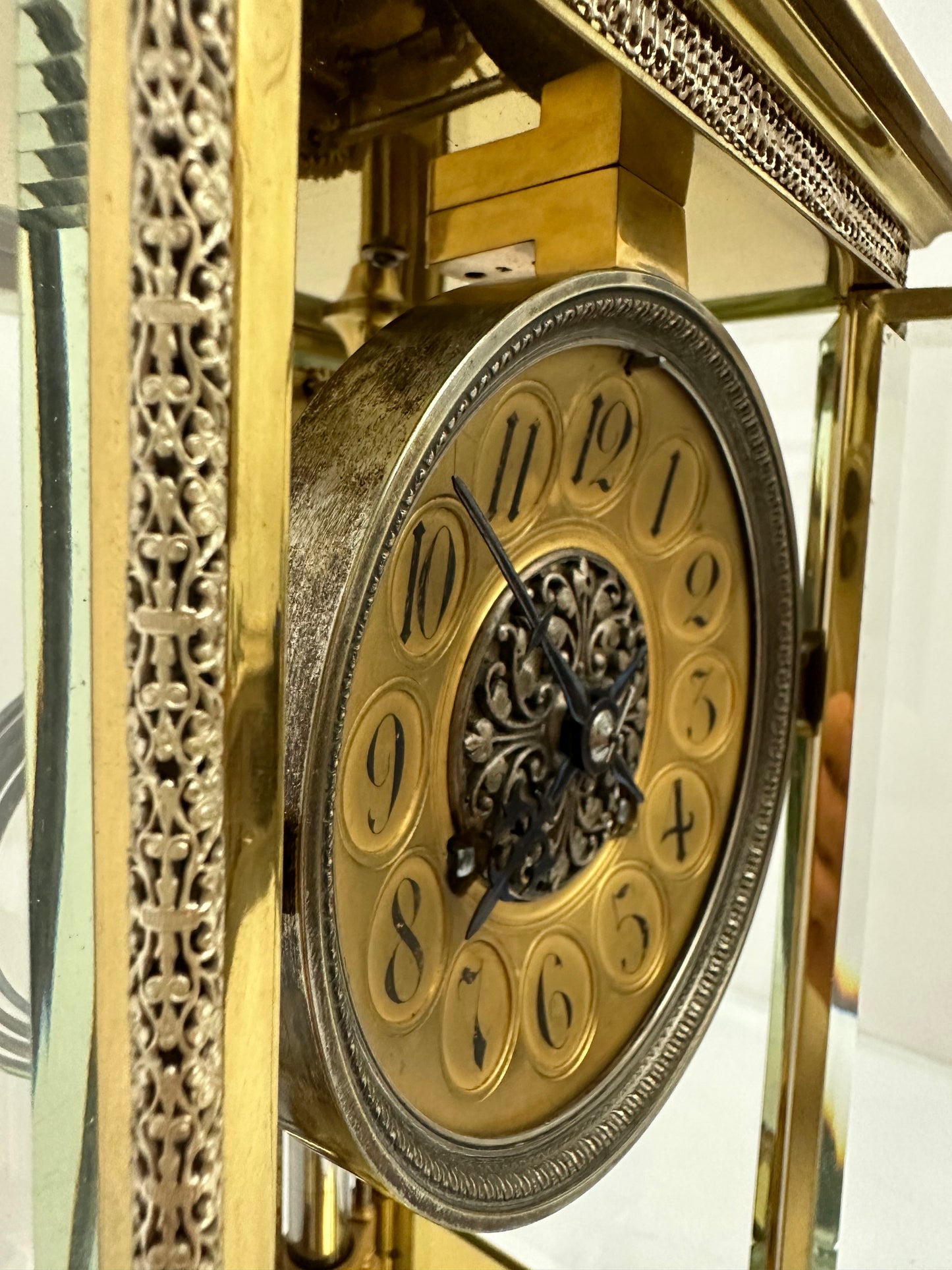 Antique - Japy Freres French Brass and Glass Mantel clock