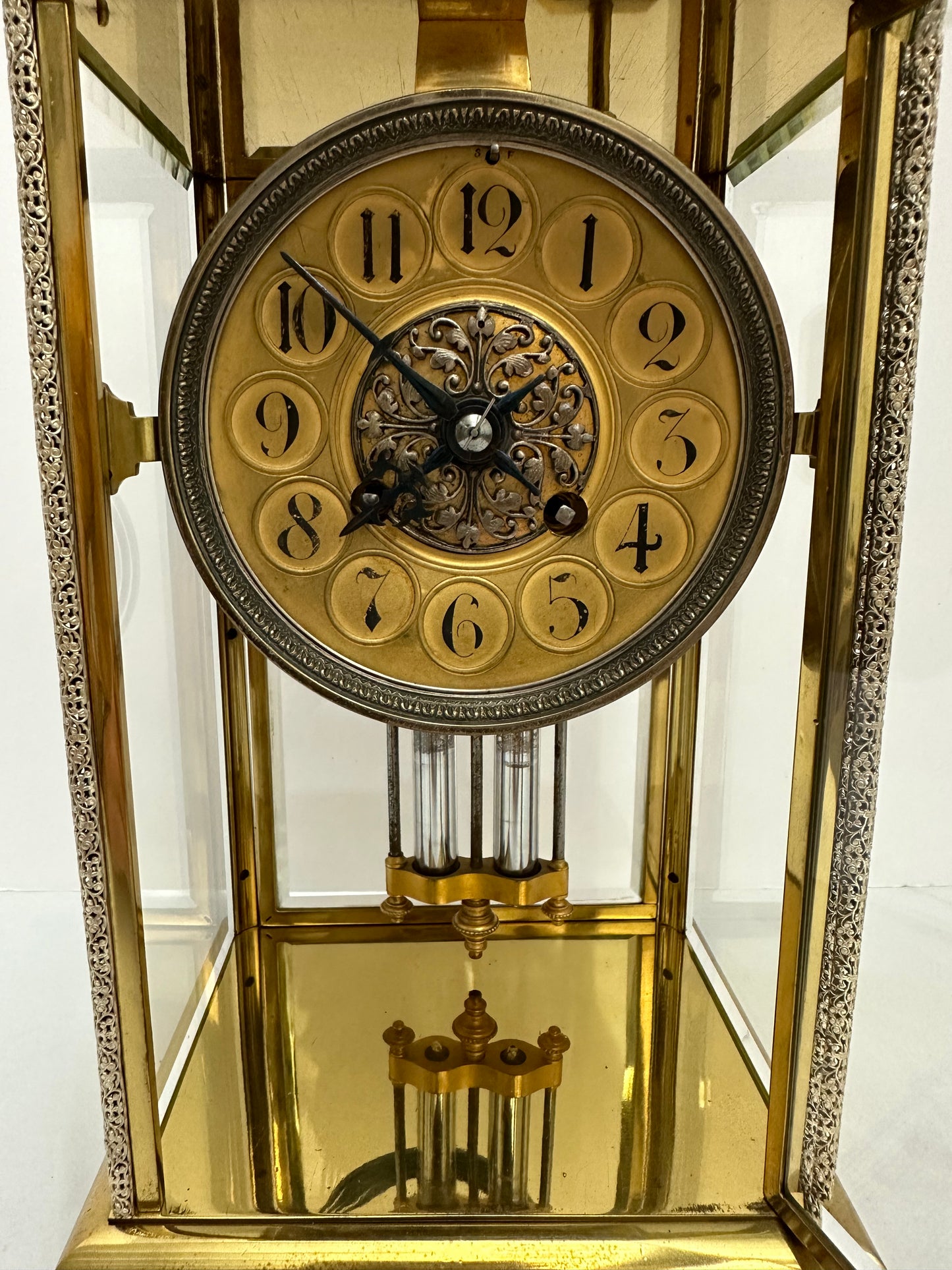 Antique - Japy Freres French Brass and Glass Mantel clock