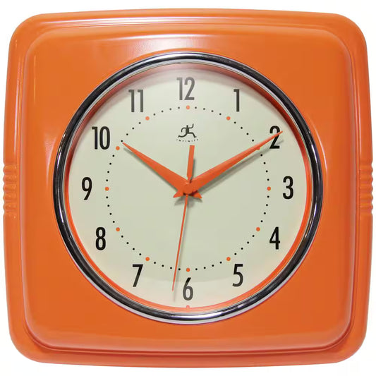 Infinity Instruments - Retro Square Orange Indoor Wall Clock