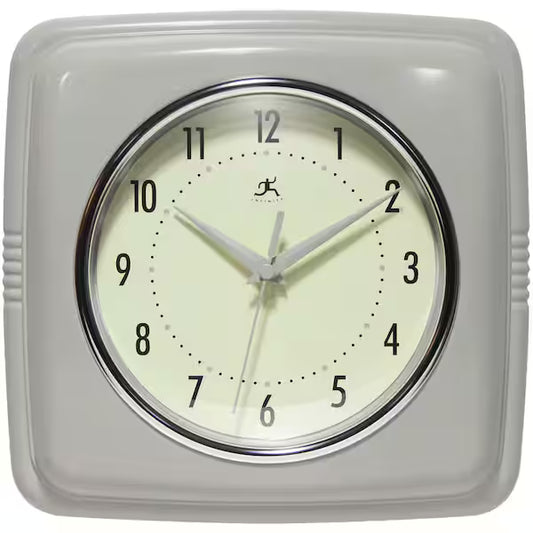 Infinity Instruments - Retro Square Stone Grey Indoor Wall Clock