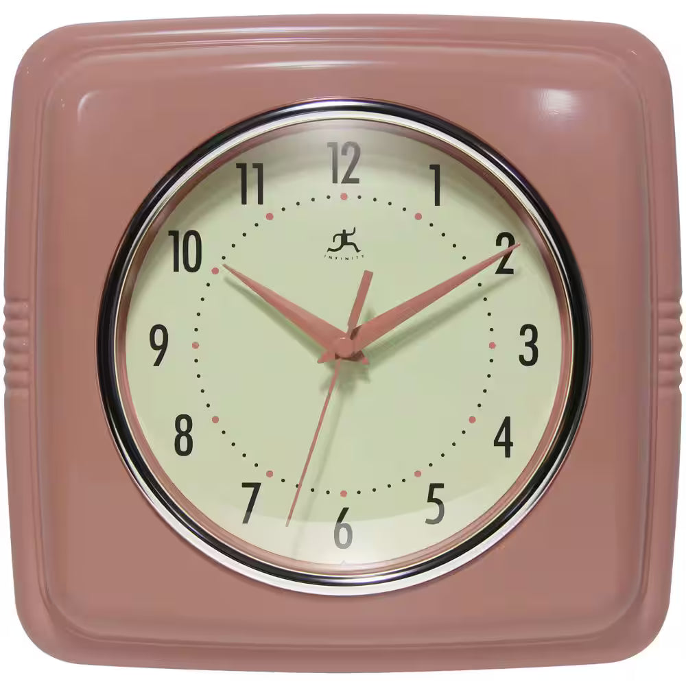 Infinity Instruments - Retro Square Terracotta Indoor Wall Clock