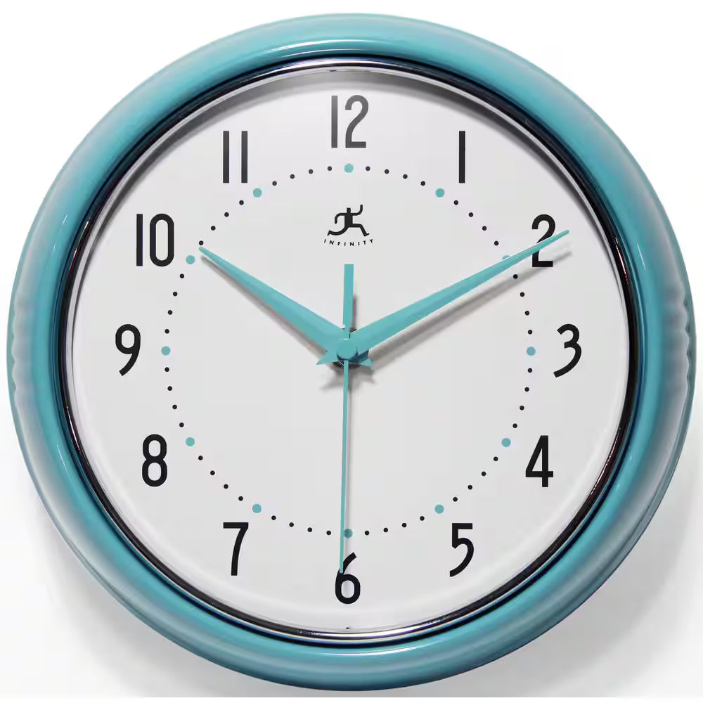 Infinity Instruments - Retro Round Turquoise Indoor Wall Clock