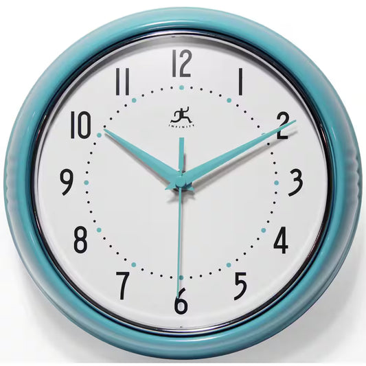 Infinity Instruments - Retro Round Turquoise Indoor Wall Clock