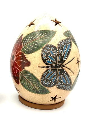 Women of the Cloud Forest -LARGE BLUE MORPHO BUTTERFLY AND FLOWER LUMINARY