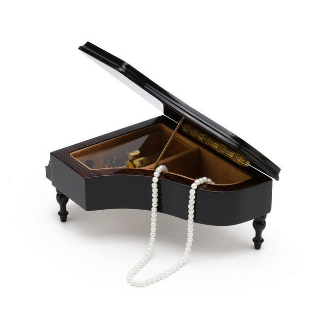 Inlaid Sorrento Italy Piano Music Box Swiss Jobin "Beruhintes Minuet Mozart" Tune