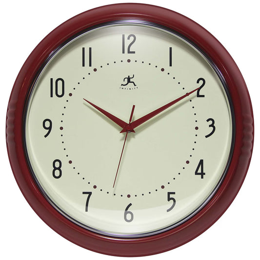Infinity Instruments - Retro Round Red Indoor Wall Clock (15")