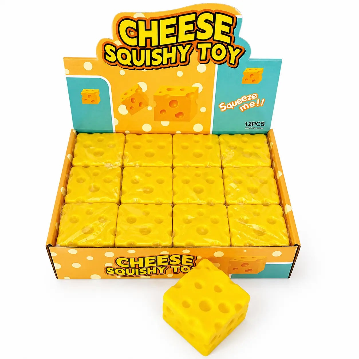 Cheese Cube Slow-Rise Squishy Fidget Toy