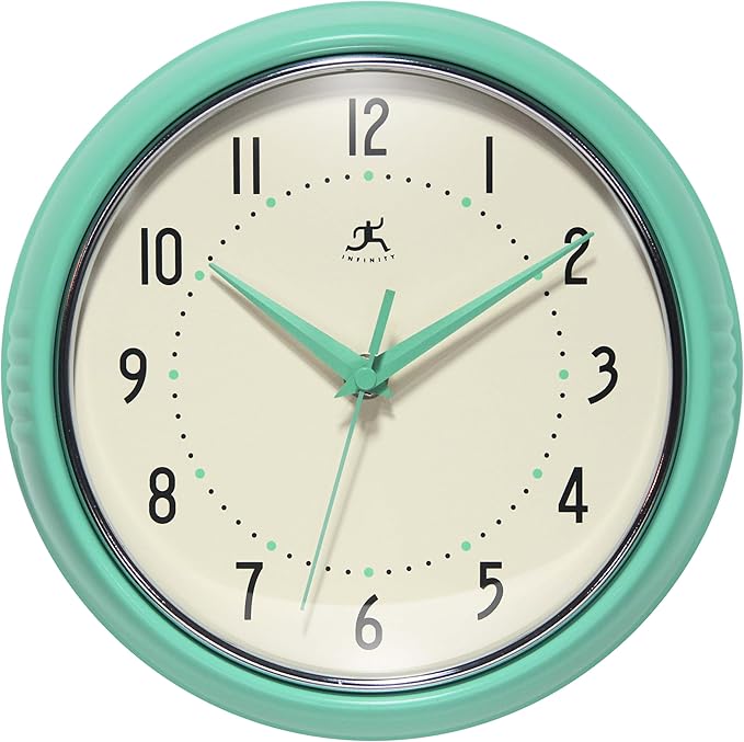 Infinity Group Clock Infinity Instruments - Retro Round Mint Green Indoor Wall Clock ...