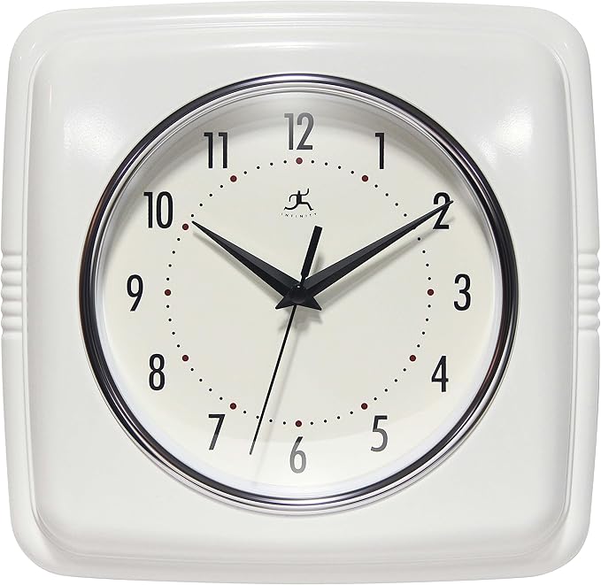 Infinity Group Clock Infinity Instruments - Retro Square White Indoor Wall Clock ...