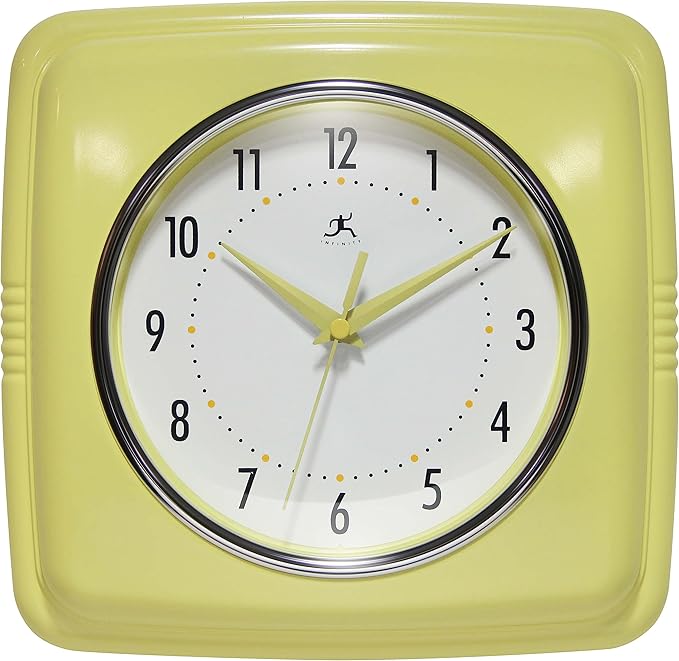 Infinity Group Clock Infinity Instruments - Retro Square Yellow Indoor Wall Clock ...