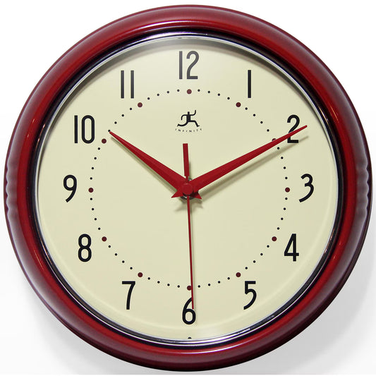 Infinity Instruments - Retro Round Indoor Wall Clock (9.5")