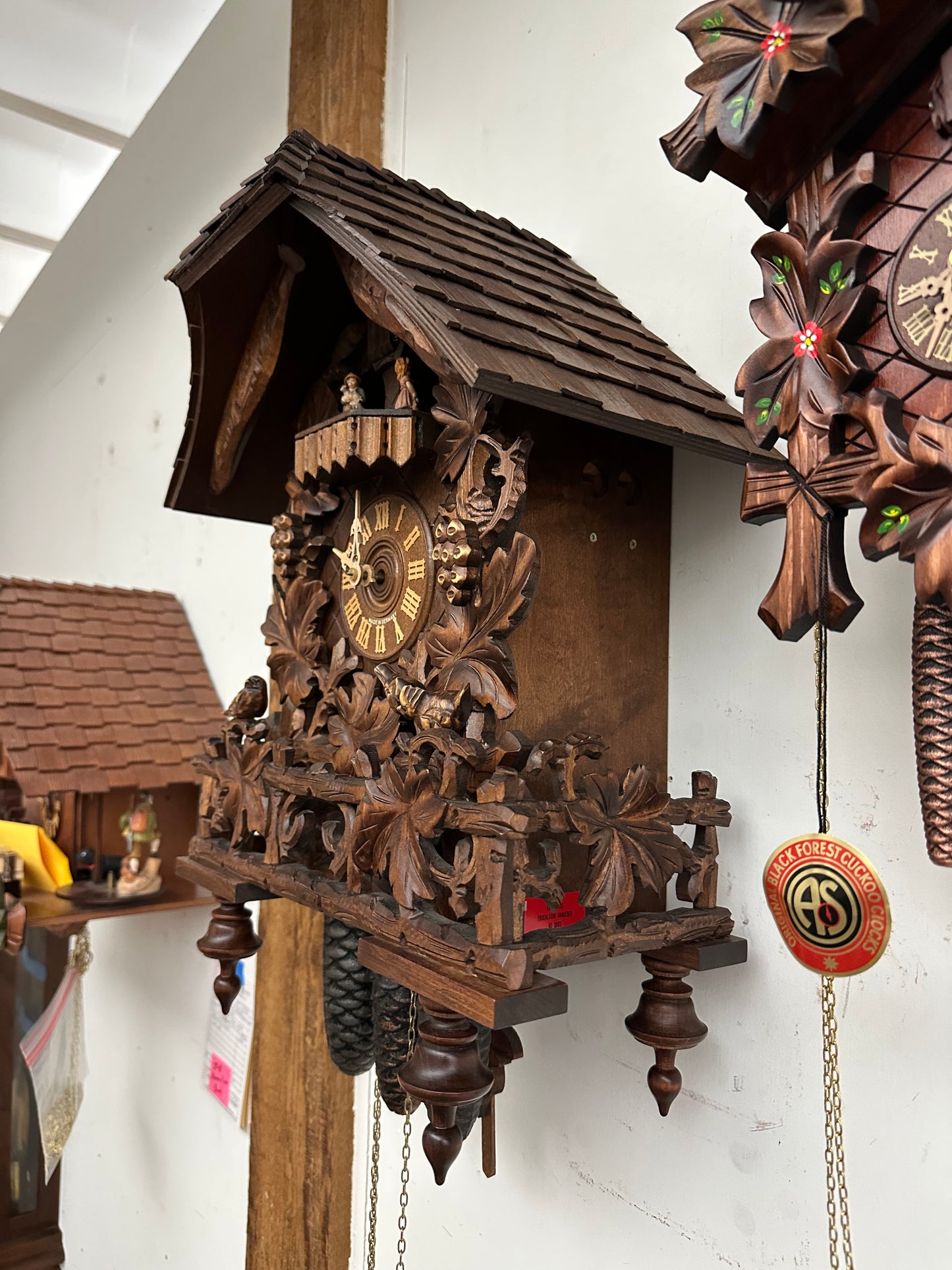 Vintage Cuckoo Clock - Large 8 Day Musical Schneider Chalet Bird and Leaf