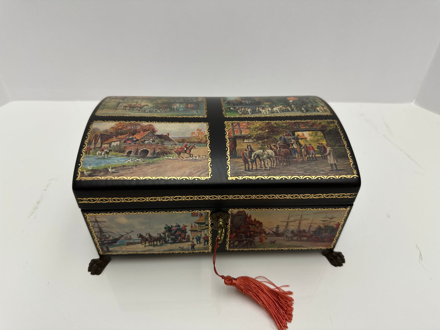 Vintage - Reuge 4/50 Note Chest Music Box with English Country Scenes