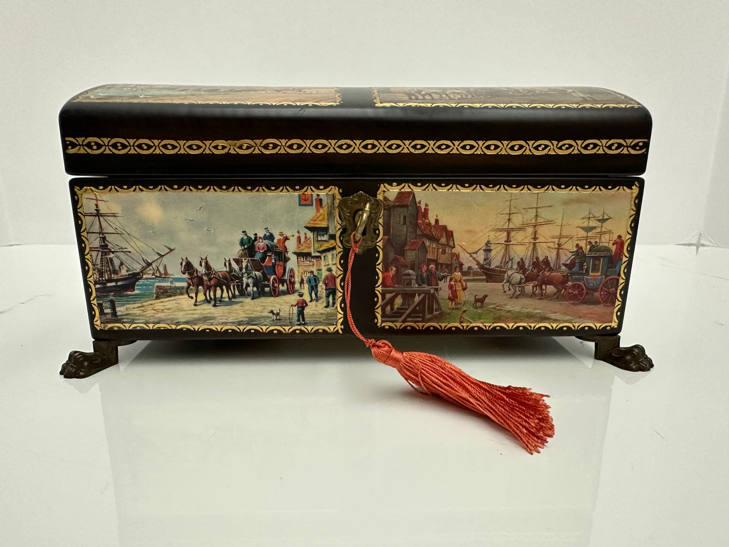 Vintage - Reuge 4/50 Note Chest Music Box with English Country Scenes