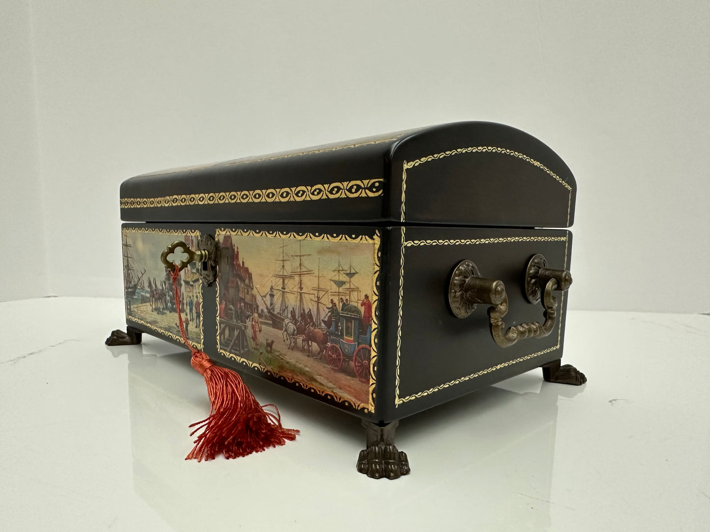 Vintage - Reuge 4/50 Note Chest Music Box with English Country Scenes