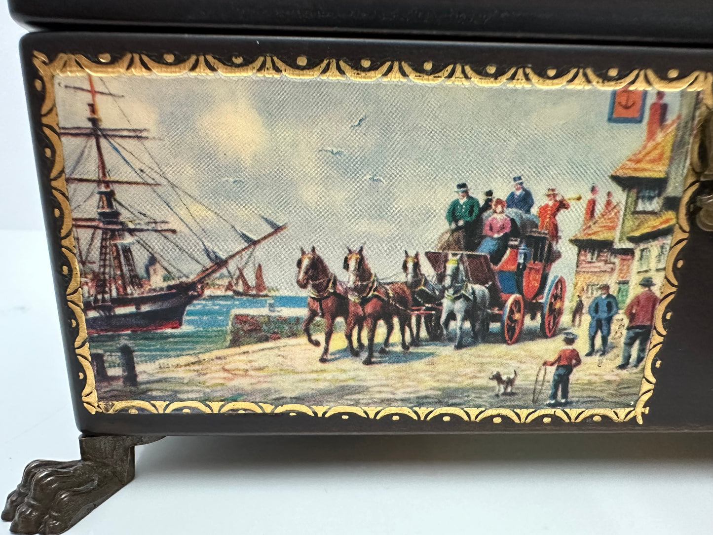 Vintage - Reuge 4/50 Note Chest Music Box with English Country Scenes