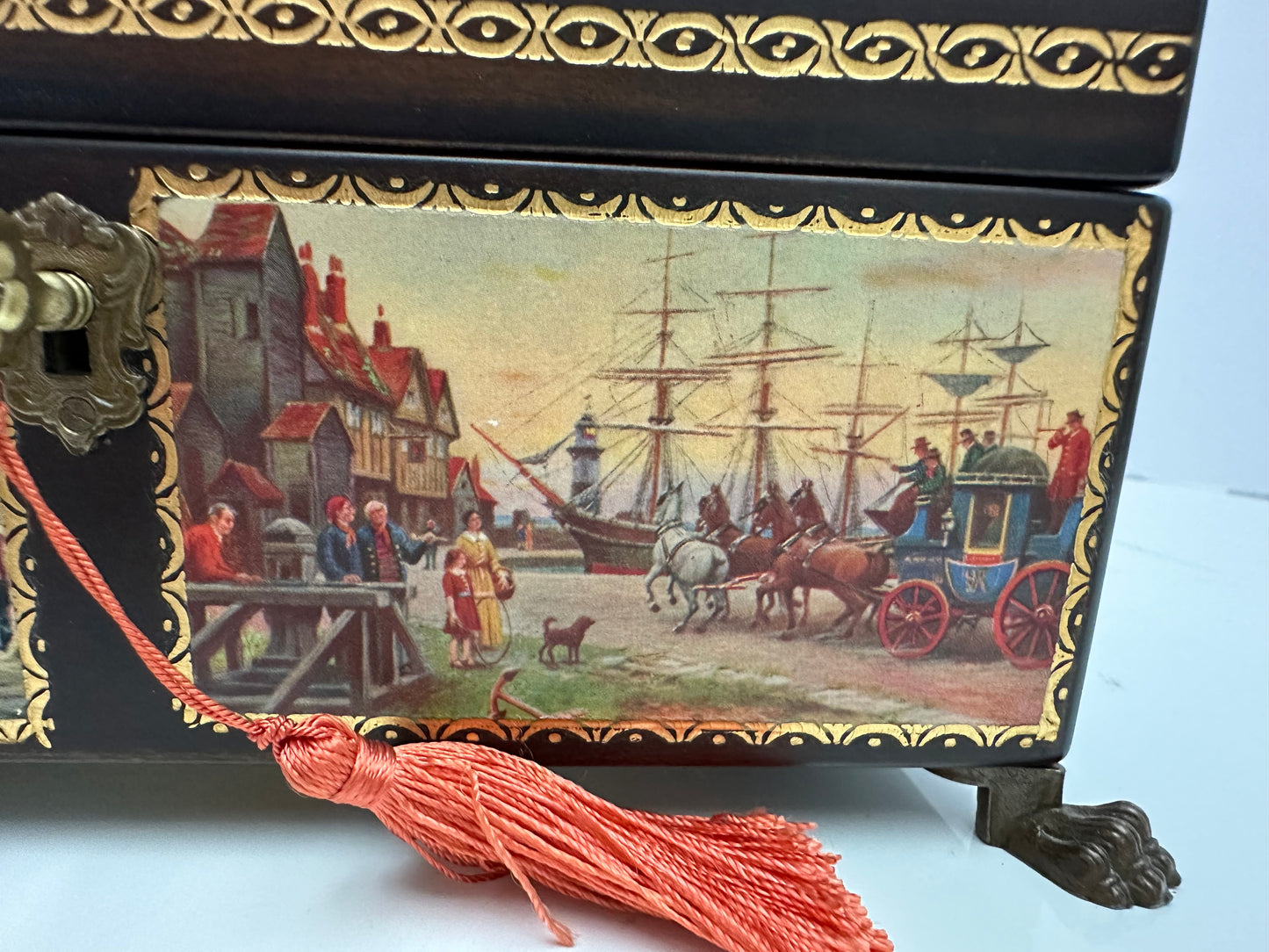Vintage - Reuge 4/50 Note Chest Music Box with English Country Scenes