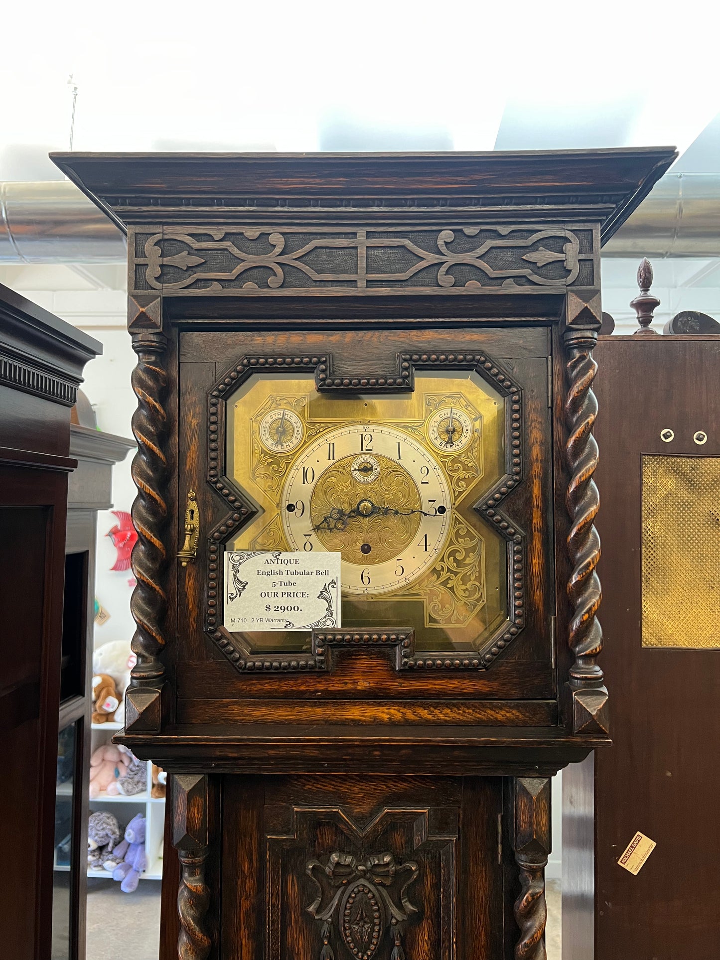 Antique - English Tubular Bell 5-Tube Grandfather Clock