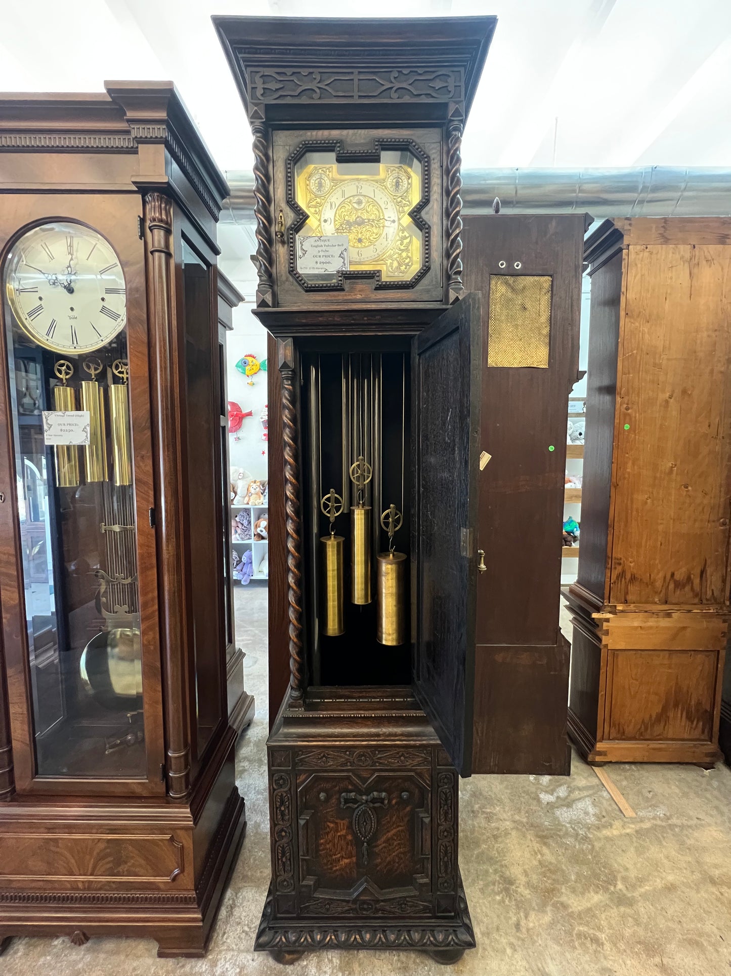 Antique - English Tubular Bell 5-Tube Grandfather Clock