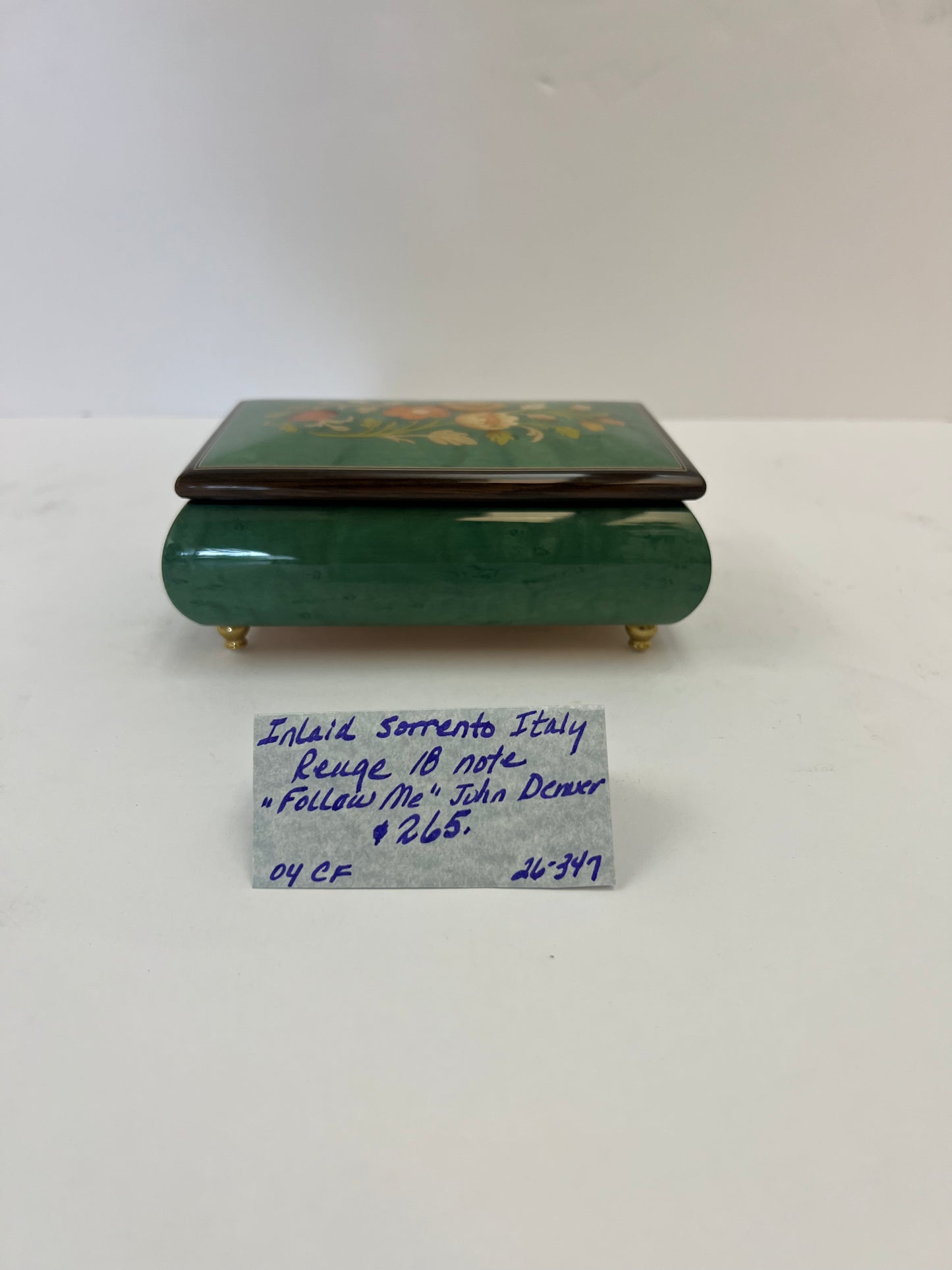 Inlaid Sorrento Italy Reuge 18-Note "Follow Me" John Denver Music Box