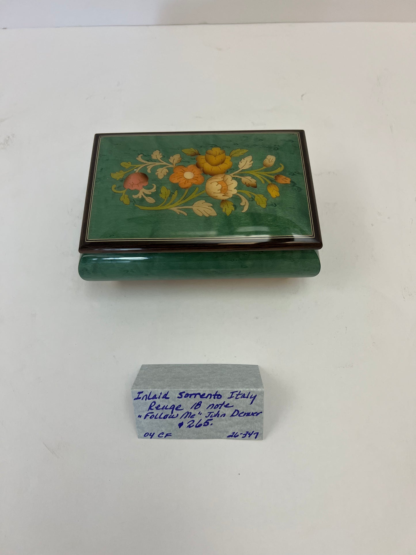 Inlaid Sorrento Italy Reuge 18-Note "Follow Me" John Denver Music Box