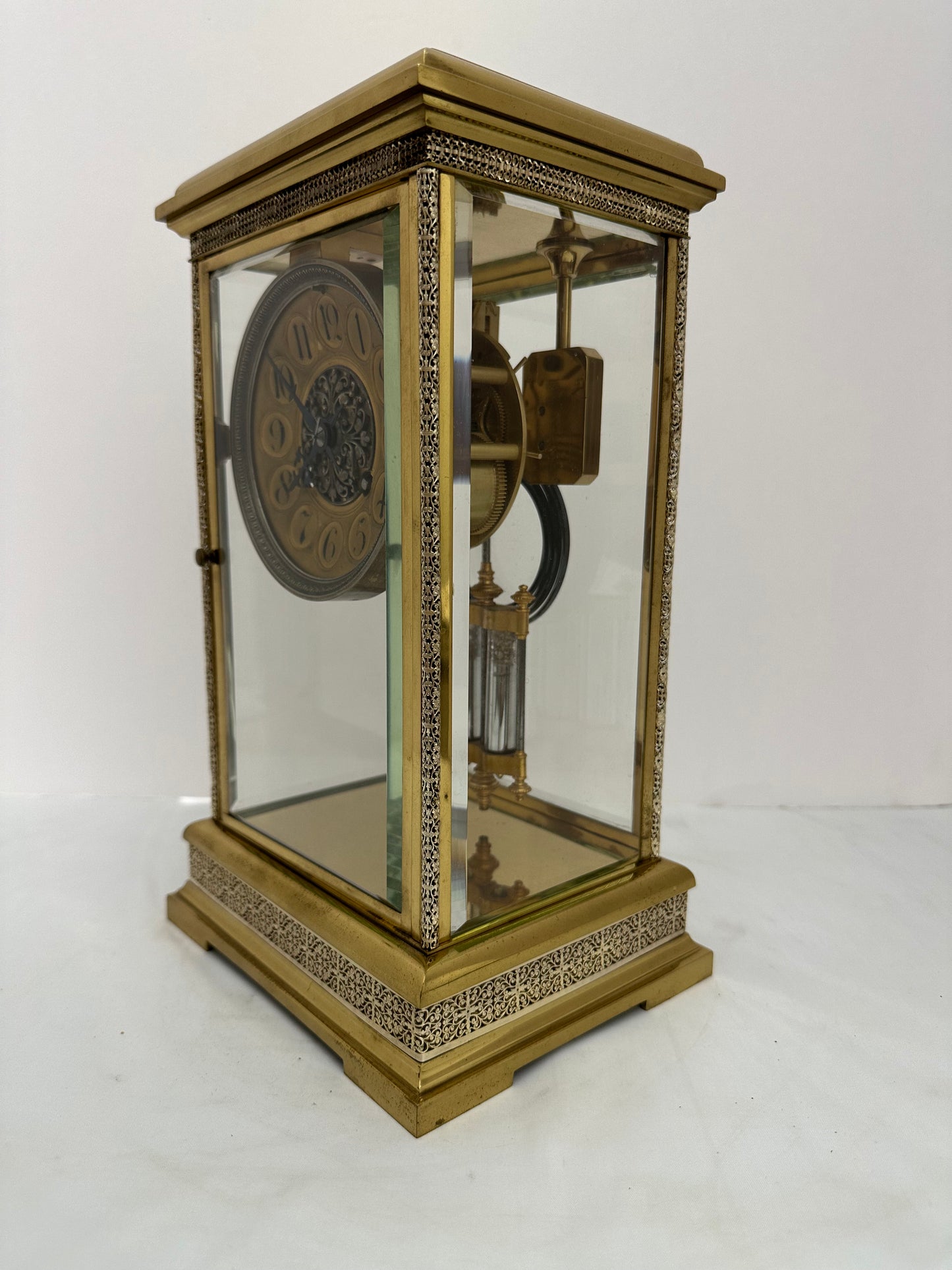 Antique - Japy Freres French Brass and Glass Mantel clock