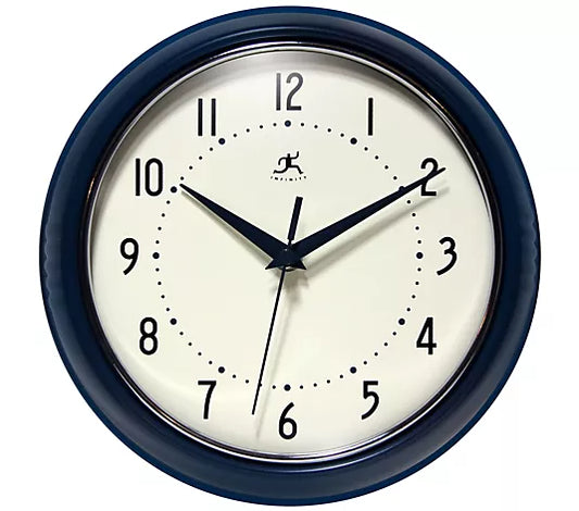 Infinity Instruments - Retro Round Navy Indoor Wall Clock (9.5")