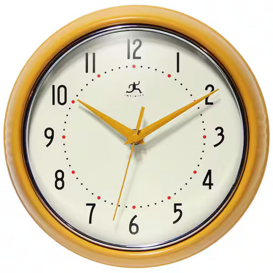 Infinity Instruments - Retro Round Saffron Indoor Wall Clock (9.5")