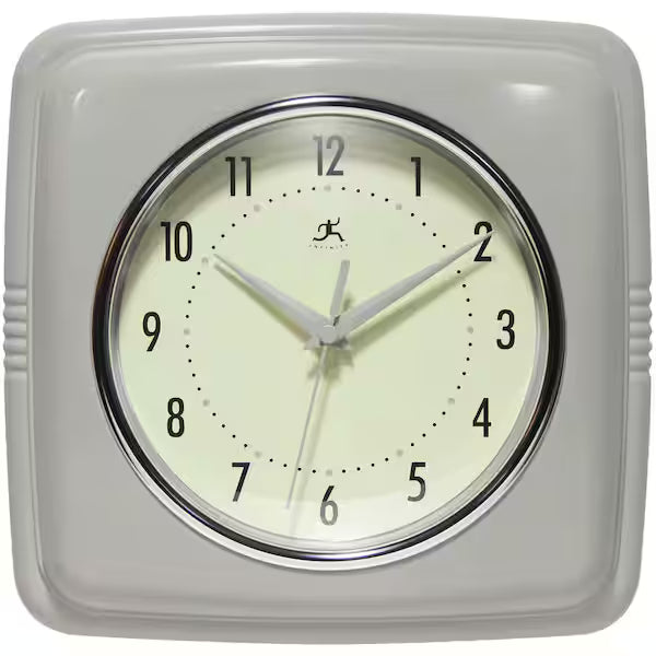 Infinity Instruments - Retro Square Stone Grey Indoor Wall Clock