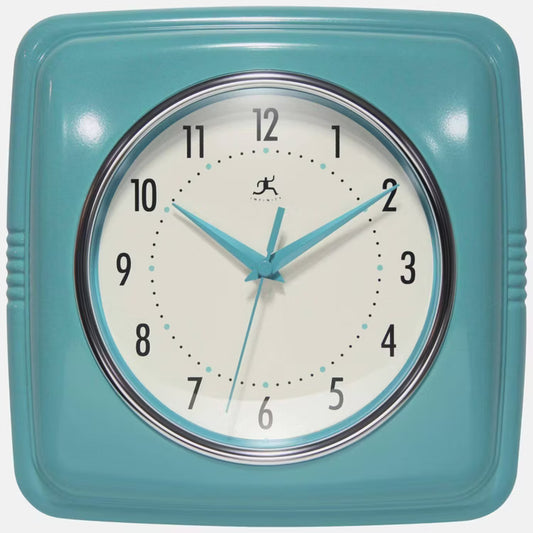 Infinity Instruments - Retro Square Turquoise Indoor Wall Clock