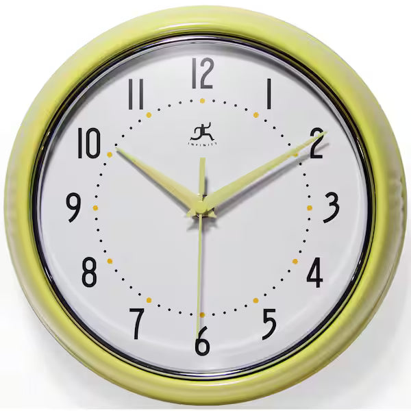 Infinity Instruments - Retro Round Yellow Indoor Wall Clock