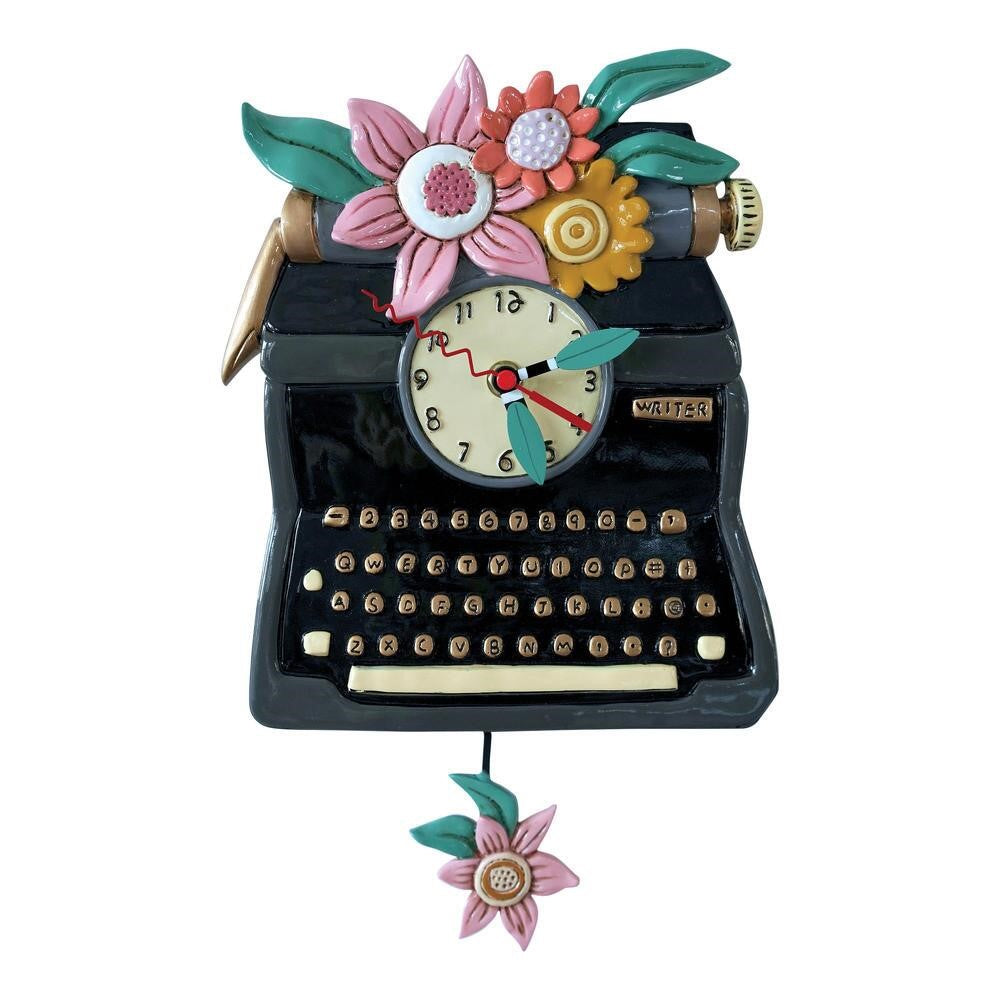 BLACK VINTAGE WRITER CLOCK Wall Clocks Allen Designs 