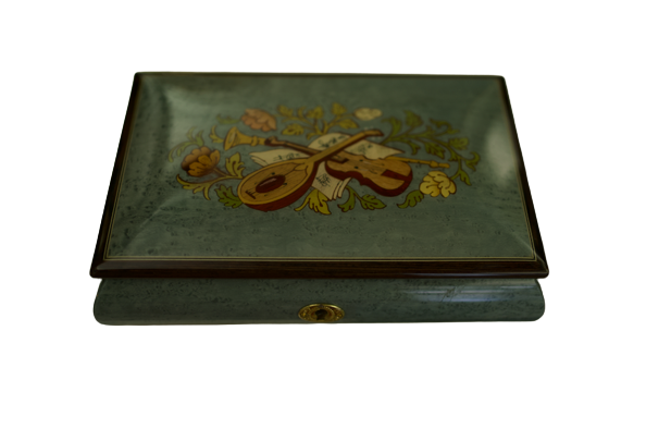 Inlaid Sorrento Italy Music Box Romace By Reuge - "Hymn by Handel" Tune