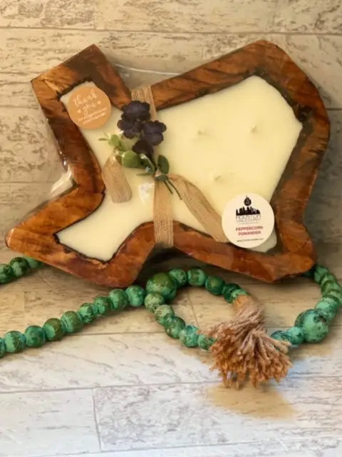 HCC - Texas Wooden Bowl With Candle
