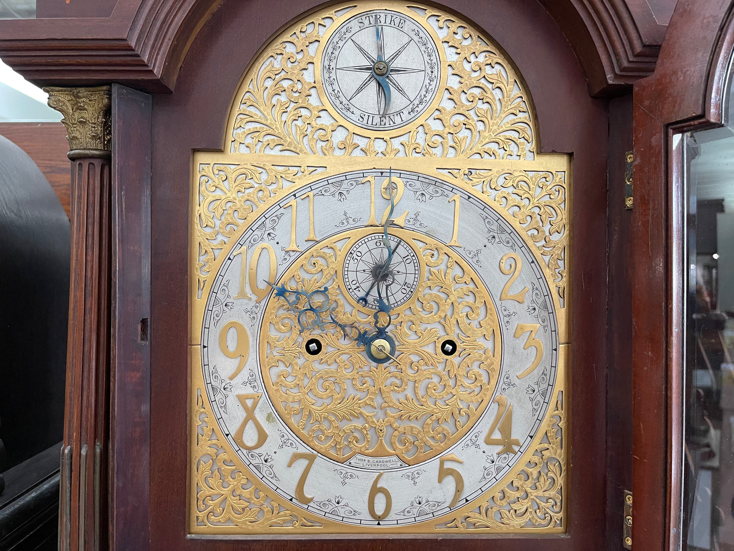Thomas B Cardwell - ANTIQUE ENGLISH TALL CASE GRANDFATHER CLOCK