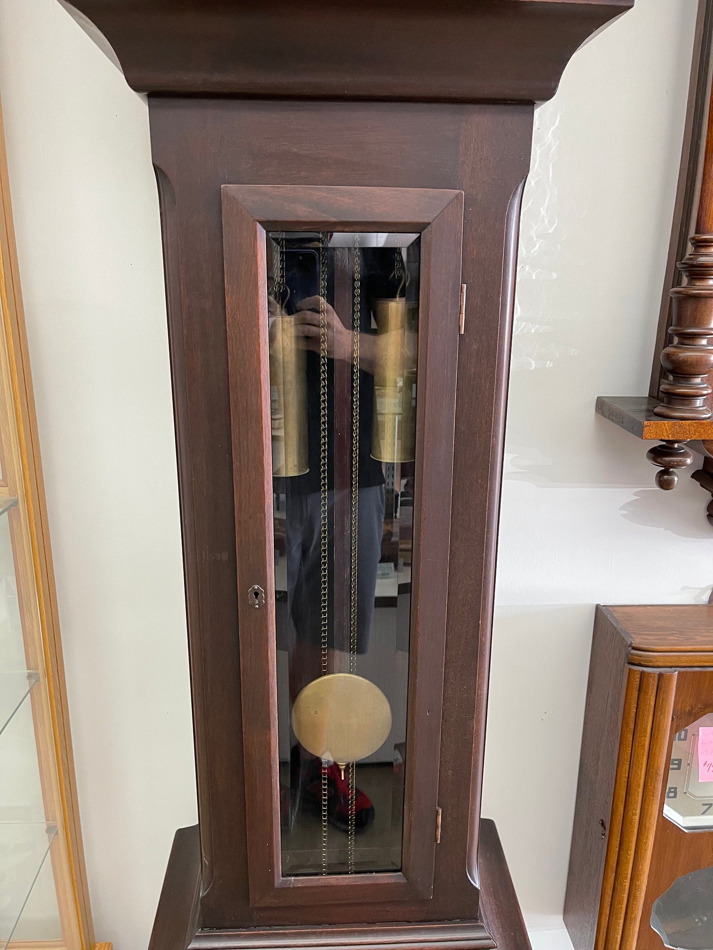 New Haven Clock Company - ANTIQUE LADDER CHAIN GRANDFATHER CLOCK