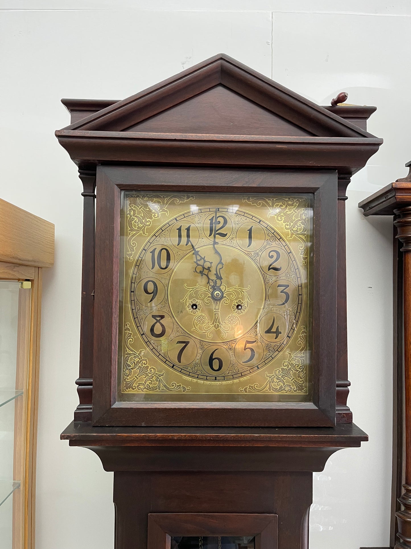 New Haven Clock Company - ANTIQUE LADDER CHAIN GRANDFATHER CLOCK