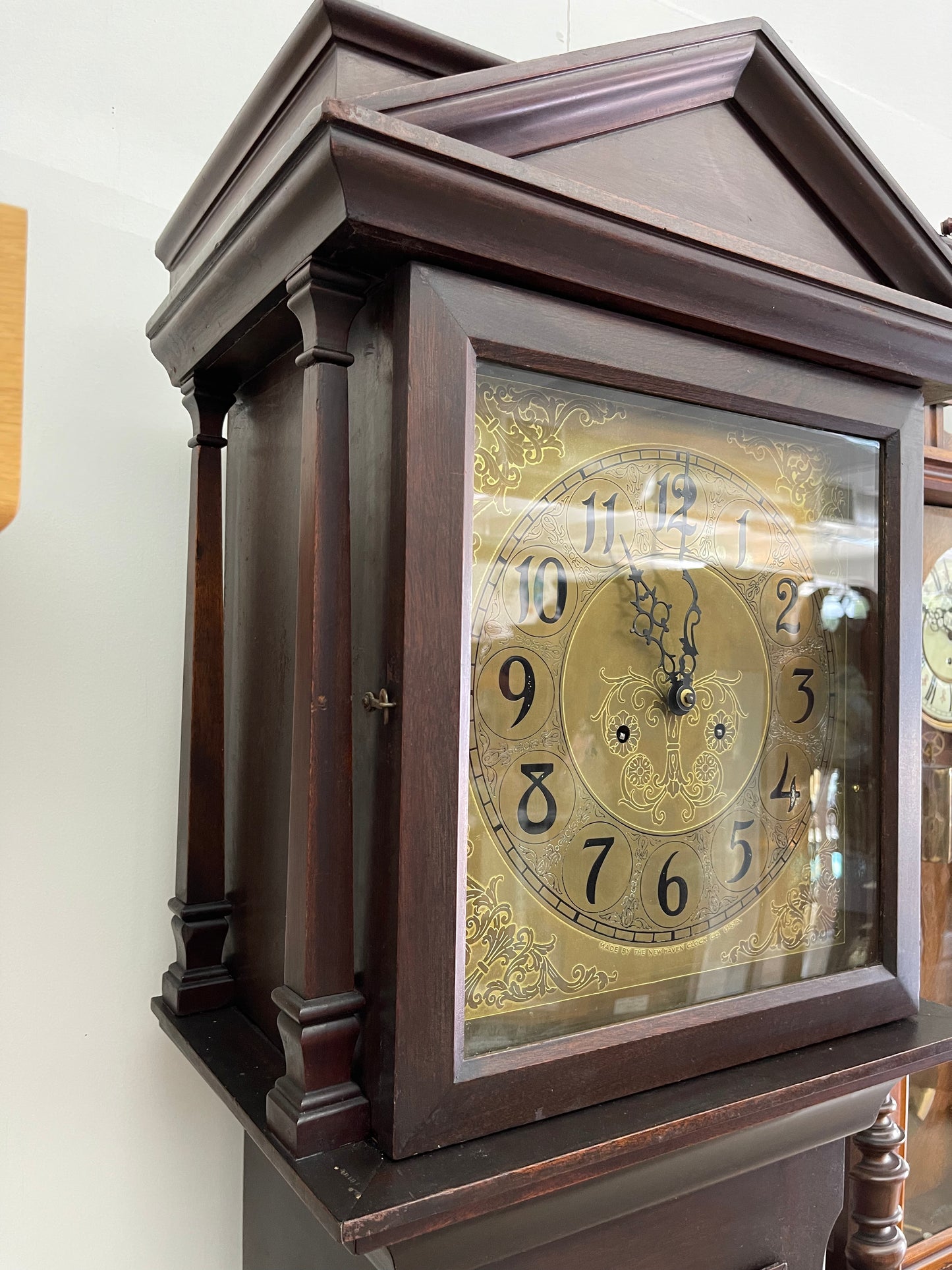 New Haven Clock Company - ANTIQUE LADDER CHAIN GRANDFATHER CLOCK
